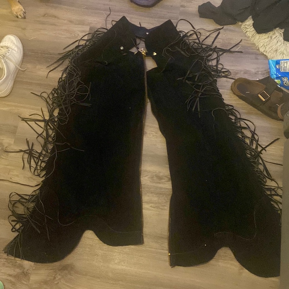 Black leather chaps